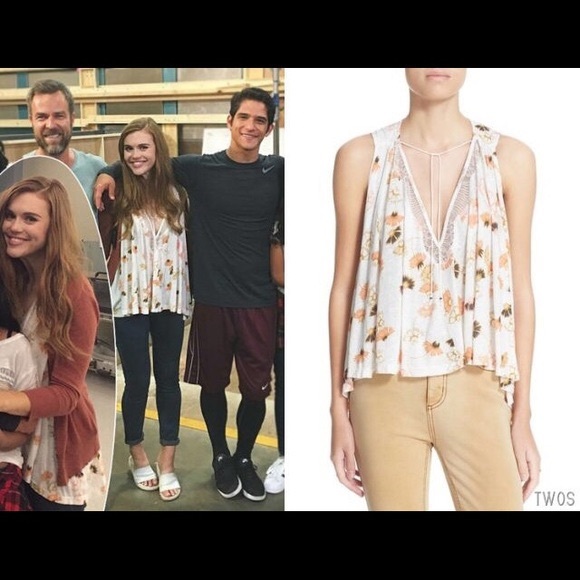 Free People Floral Back Slit Back Blouse Tank Top - Picture 11 of 14